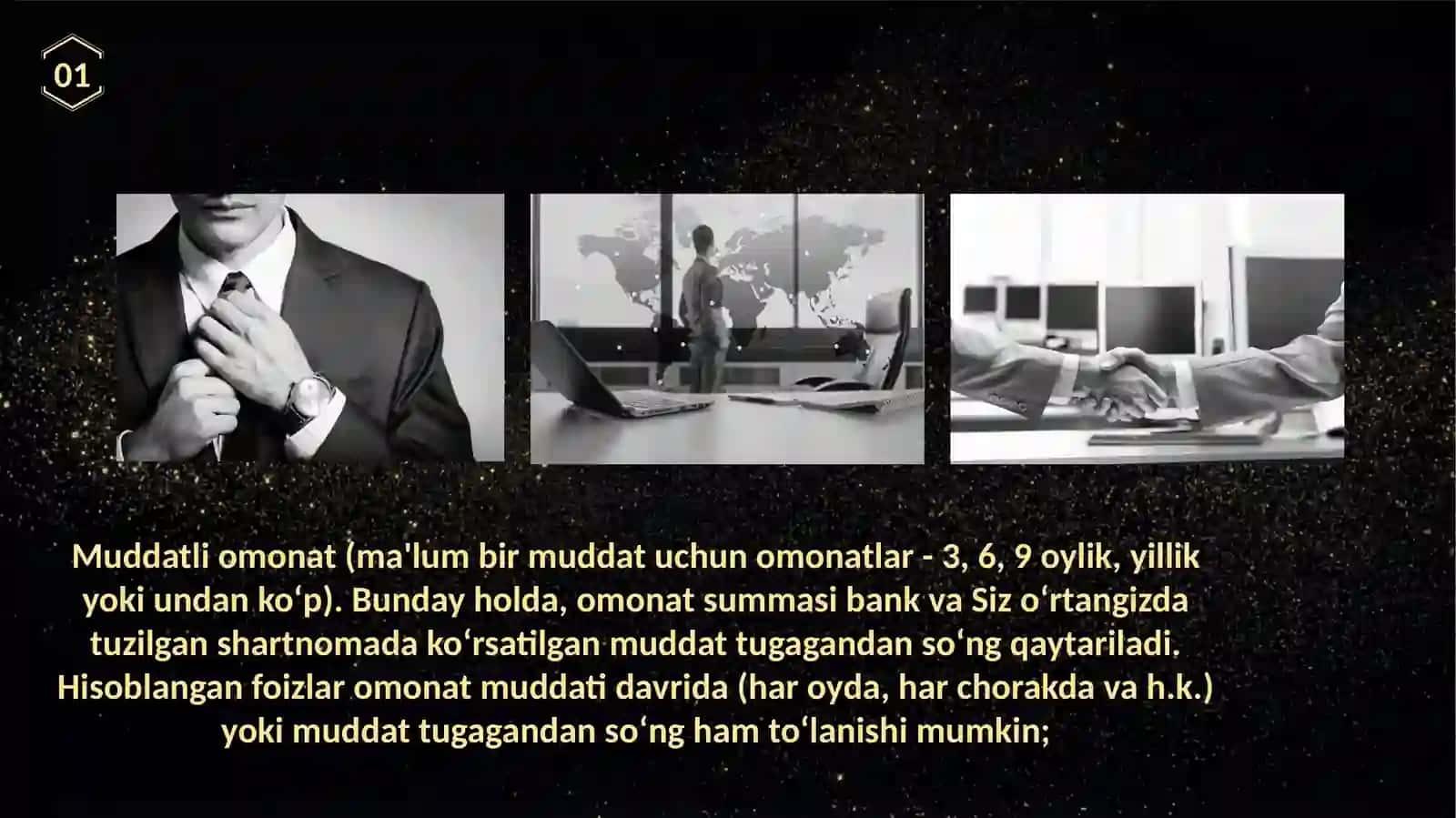 Omonat - bu pul mablag‘larini bankka ma'lum bir muddatga foizlarga yoki foizsiz joylashtirish talab qilib olinguncha omonatlar 4