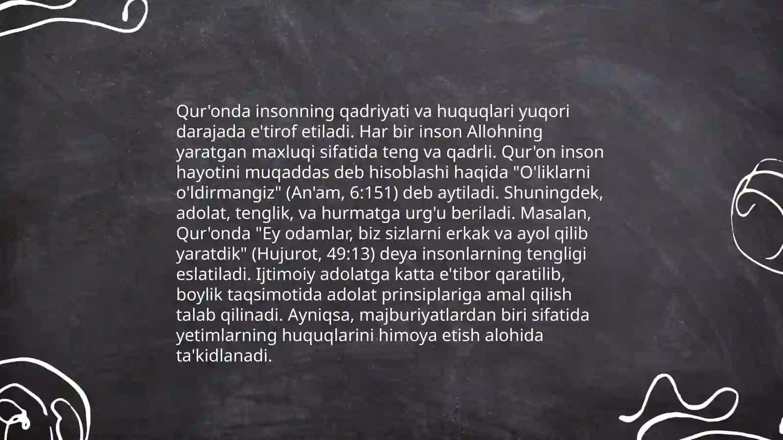 Islomda inson xuquqlari himoyasi, ijtimoiy tenglik, Adolat va tolerantlik 4