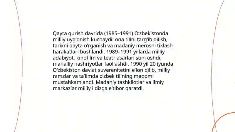 Qayta qurish yillarida oʻzbekistomda ijtimoiy-siyosiy vaziyat 4