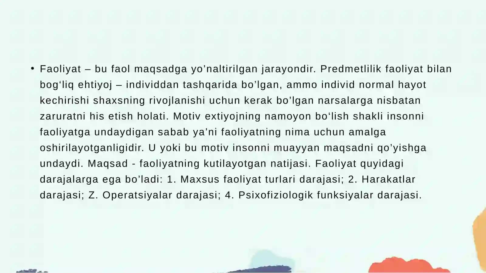 A.N Leontevning konsepsiyasida ehtiyojlar va motivlar 4