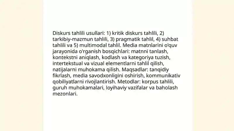 Media matnlarini tahli qilish metodlari va va ta'limda qo'llash 4