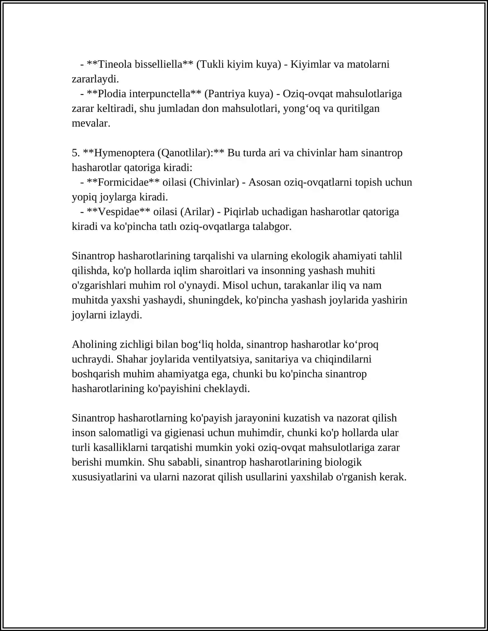 SINANTROP KO'RINISHDAGI HASHAROTLAR,ULARNING EPIDEMBIOLOGIK AHAMIYATI 4