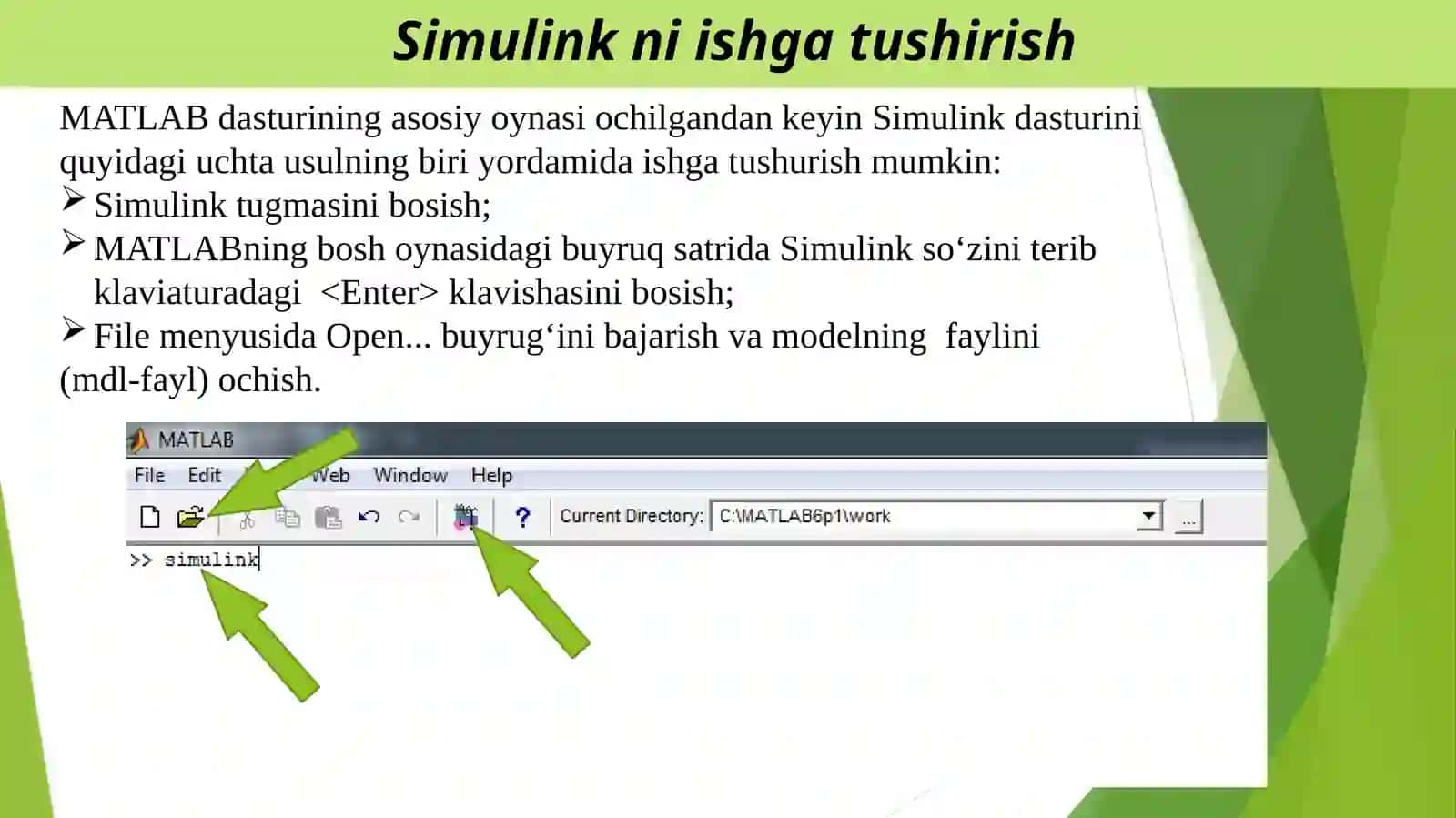 MatLab modullarida dasturlash va ularning funktsiyalari, imitatsion modellash.Simulink paketi yordamida amaliy boshqaruv tizimini loyihalash modelini grafik ko’rinishi 4