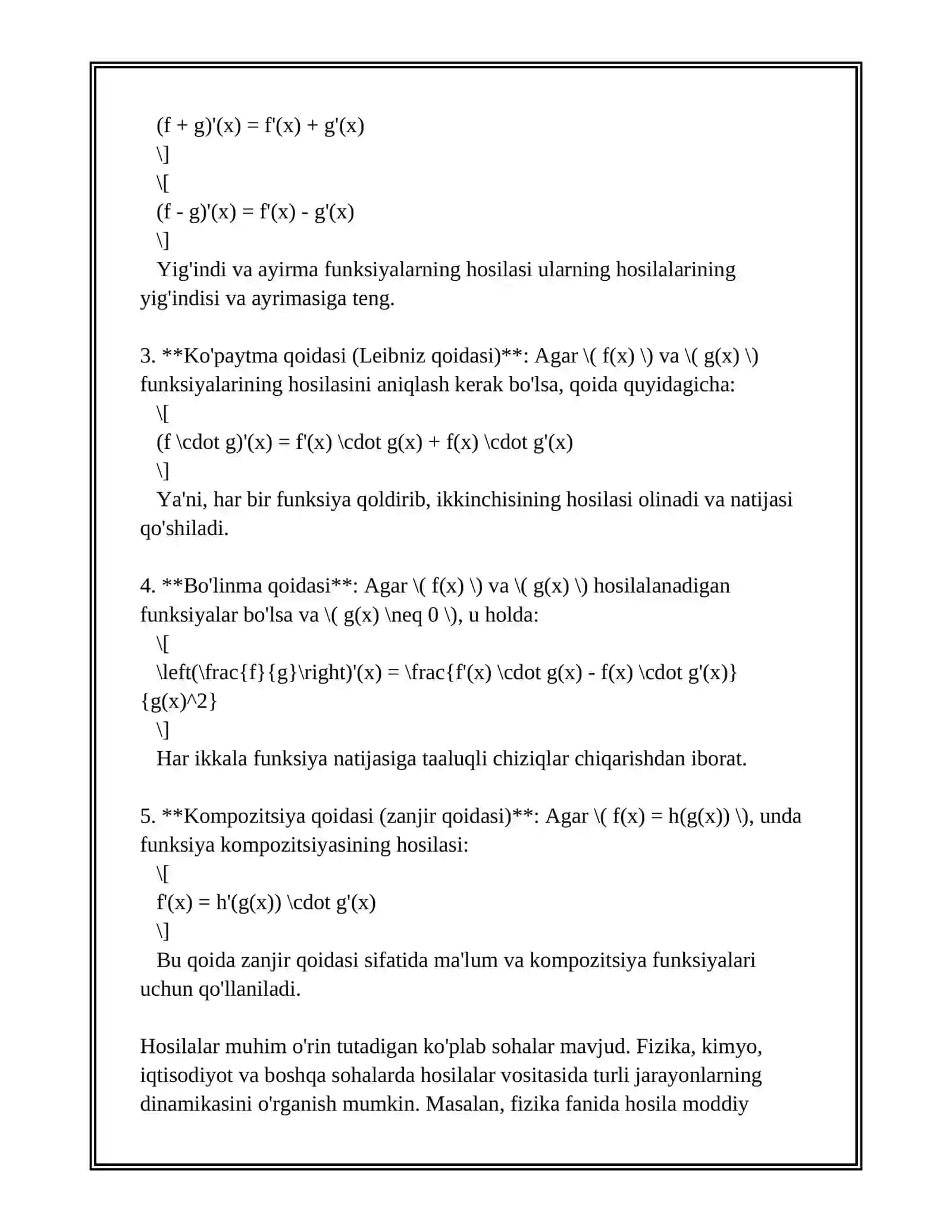 11-SINF MATEMATIKA KURSIDA "HOSILA VA UNING TATBIQLARI" BOBINI ÒQITISHDA INTERFAOL METODLARNI QÒLLASH 4