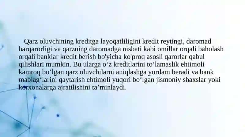 Kreditga Layoqatlilikni Aniqlashning Bank Riskidagi Kamaytirish Oʻrni 4