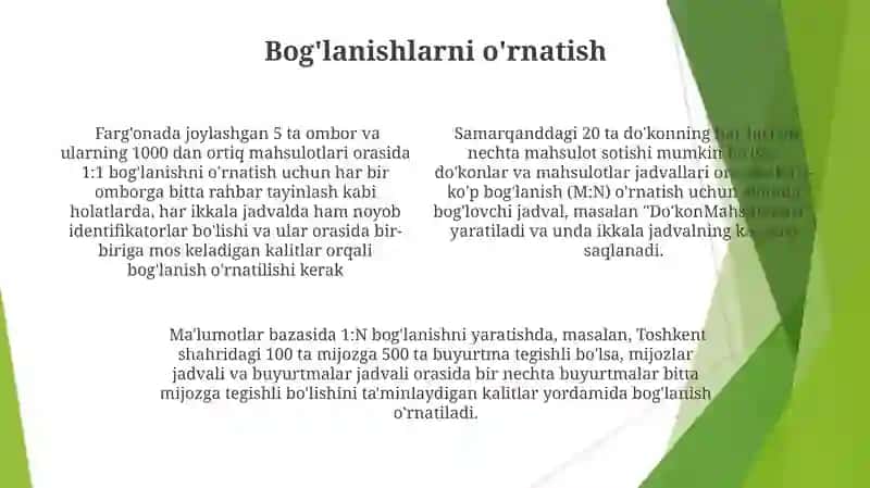 Ma’lumotlar bazasini yaratish usullari 4
