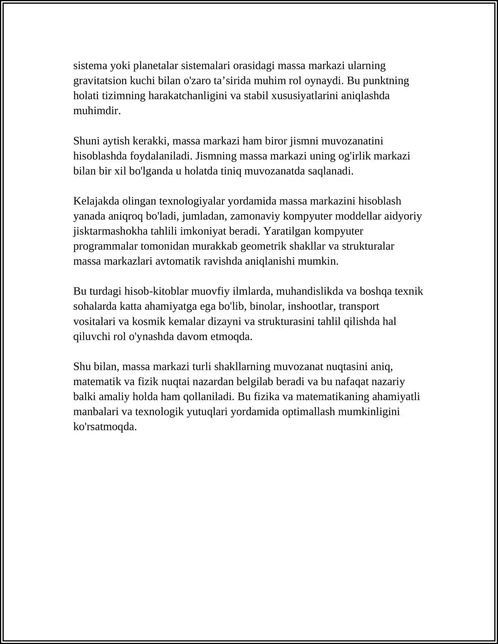MODDIY NUQTALAR SISTEMASINING HARAKATI. MASSA MARKAZI 4