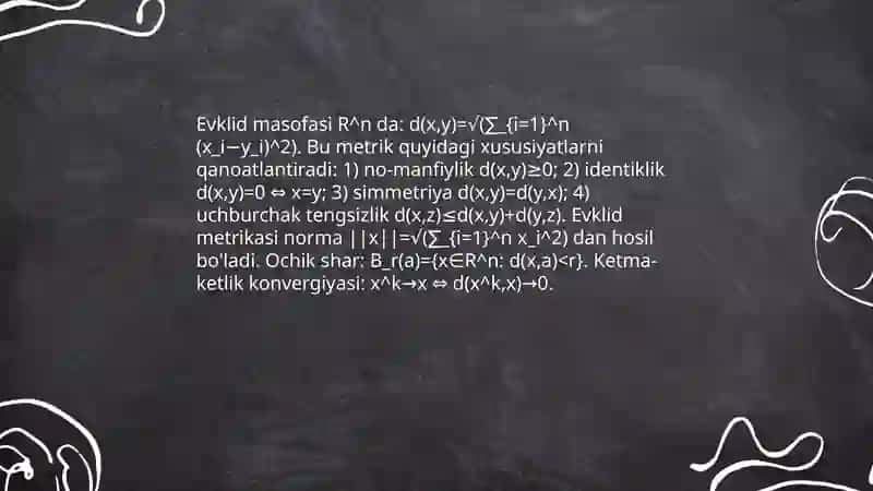 R n fazoda nuqtalarning oʻzaro joylashishi. Nuqtalar ketma ketligi va uning limiti..... 4