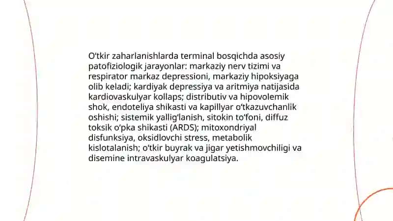 Terminal davr va oʻtkir zaharlanishlar 4