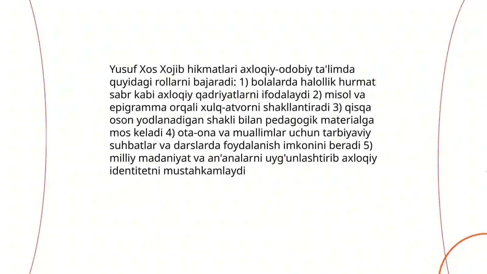 Yusuf Xos Xojib hikmatlarining bolalar tarbiyasidagi ahamiyati 4