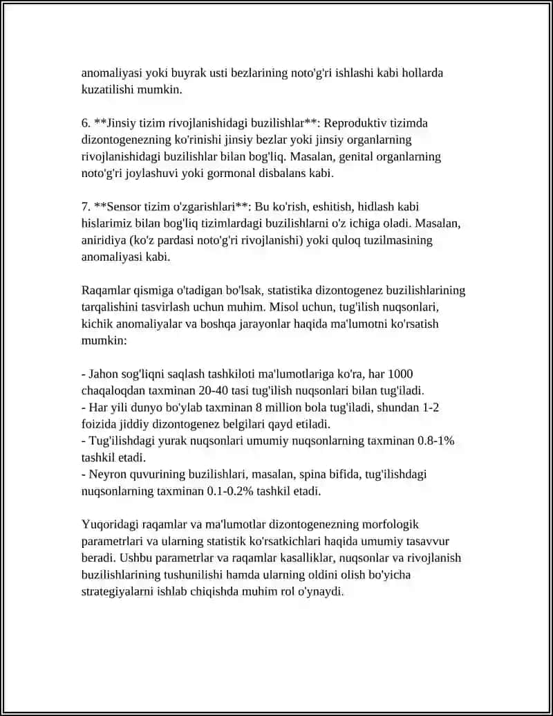 DIZONTOGENEZ PARAMETRLARI 4