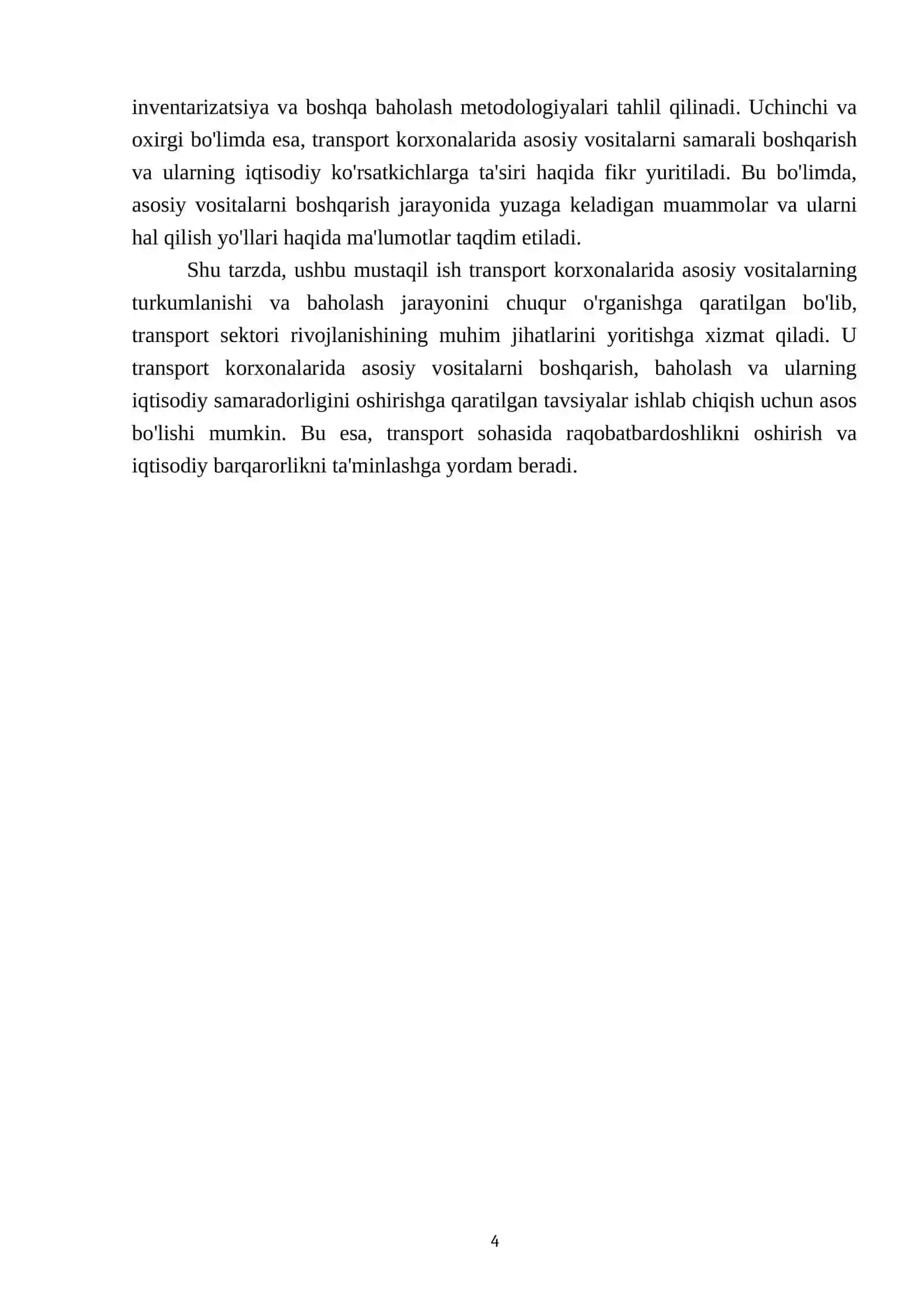 Transport korxonalarida asosiy vositalarlarning turkumlanishi va ularni baholash 4
