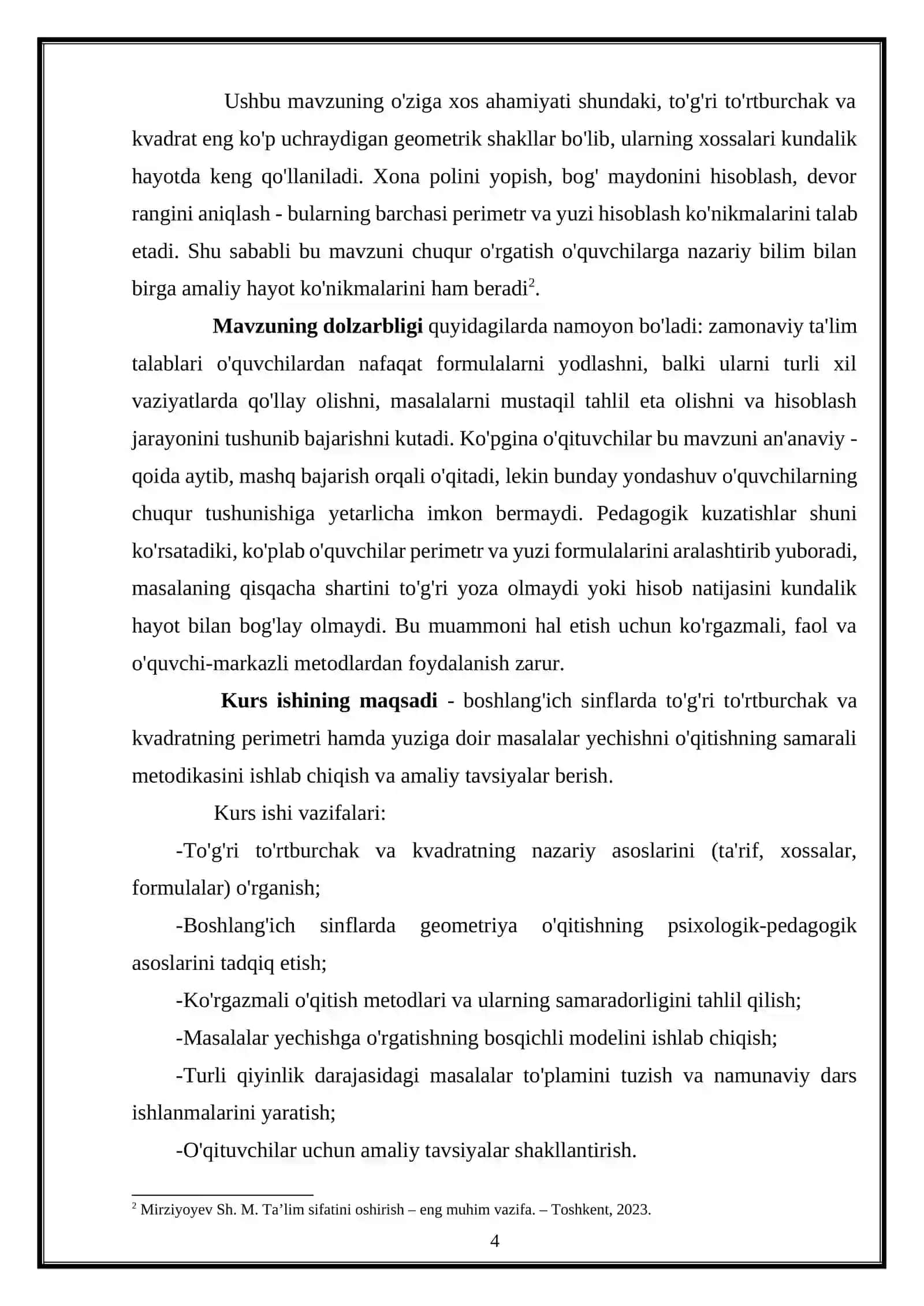 TOʻGʻRI TOʻRTBURCHAK VA KVADRATNING PERIMETRI, YUZIGA DOIR MASALALAR YECHISHGA OʻRGATISH 4