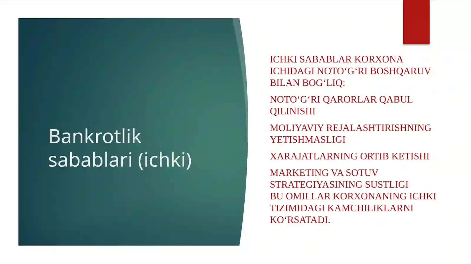 kichik biznes korxonalari bankrotligi 4