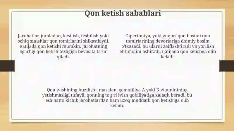 Qon oqishi va qon yo'qotish turlari 4