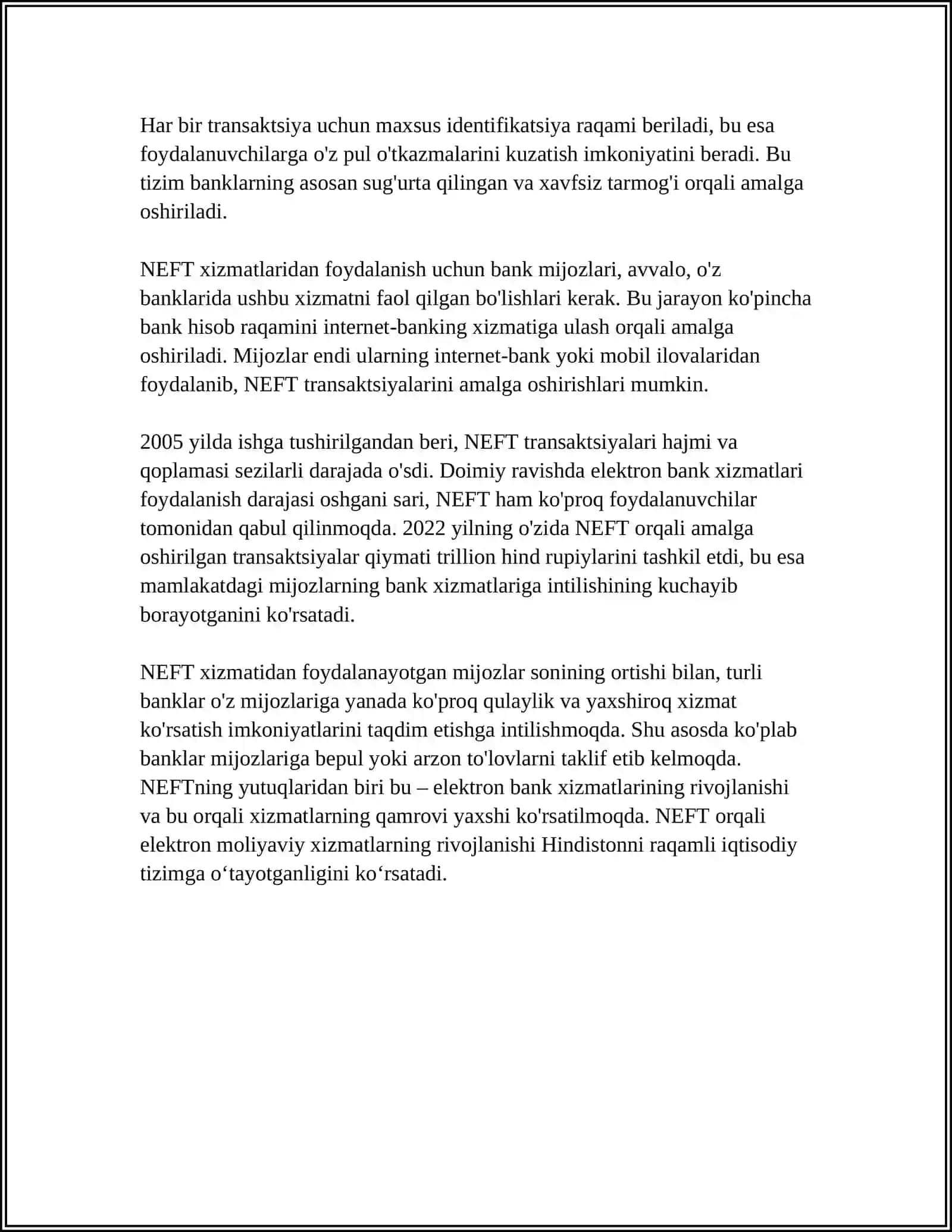 NEFT VA UNING MOHIYATI 4