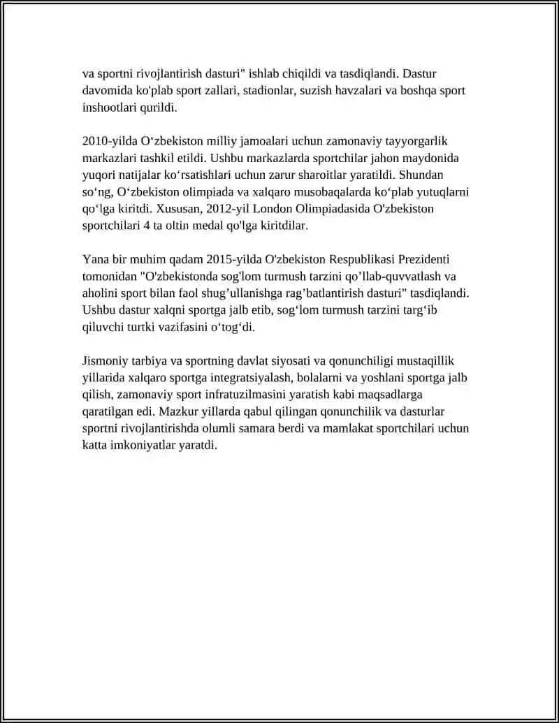 MUSTAQILLIK YILLARIDA JISMONIY TARBIYA VA SPORTNING RIVOJLANISHI 4