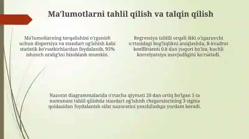 Miqdoriy ma'lumotlar uchun nazorat kartasiga misol 4
