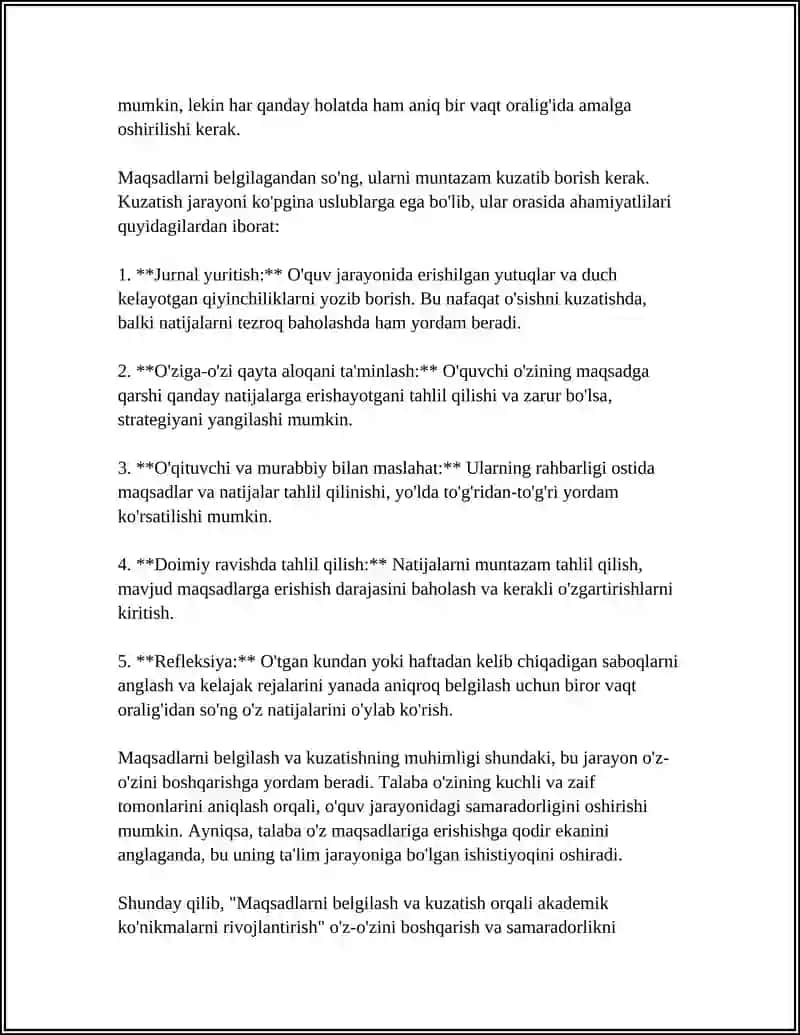 AKADEMIK KO'NIKMALARINI SHAKILLANTIRISHDA O'Z-O'ZINI BOSHQARISH VA SAMARADORLIK 4