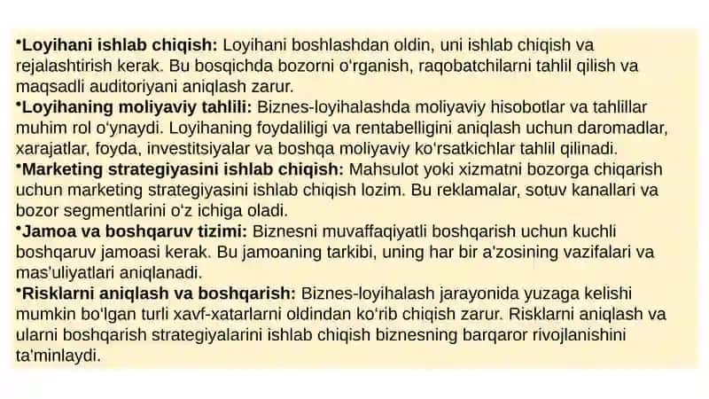 Biznes Loyihalash va Biznes Reja 4
