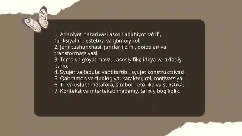 Adabiyotshunoslikka kirish va adabiyot nazariyasi 4