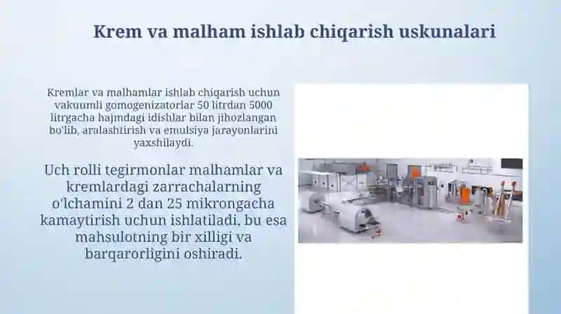 Umumiy dori shakllari ishlab chiqarish uskunalari 4