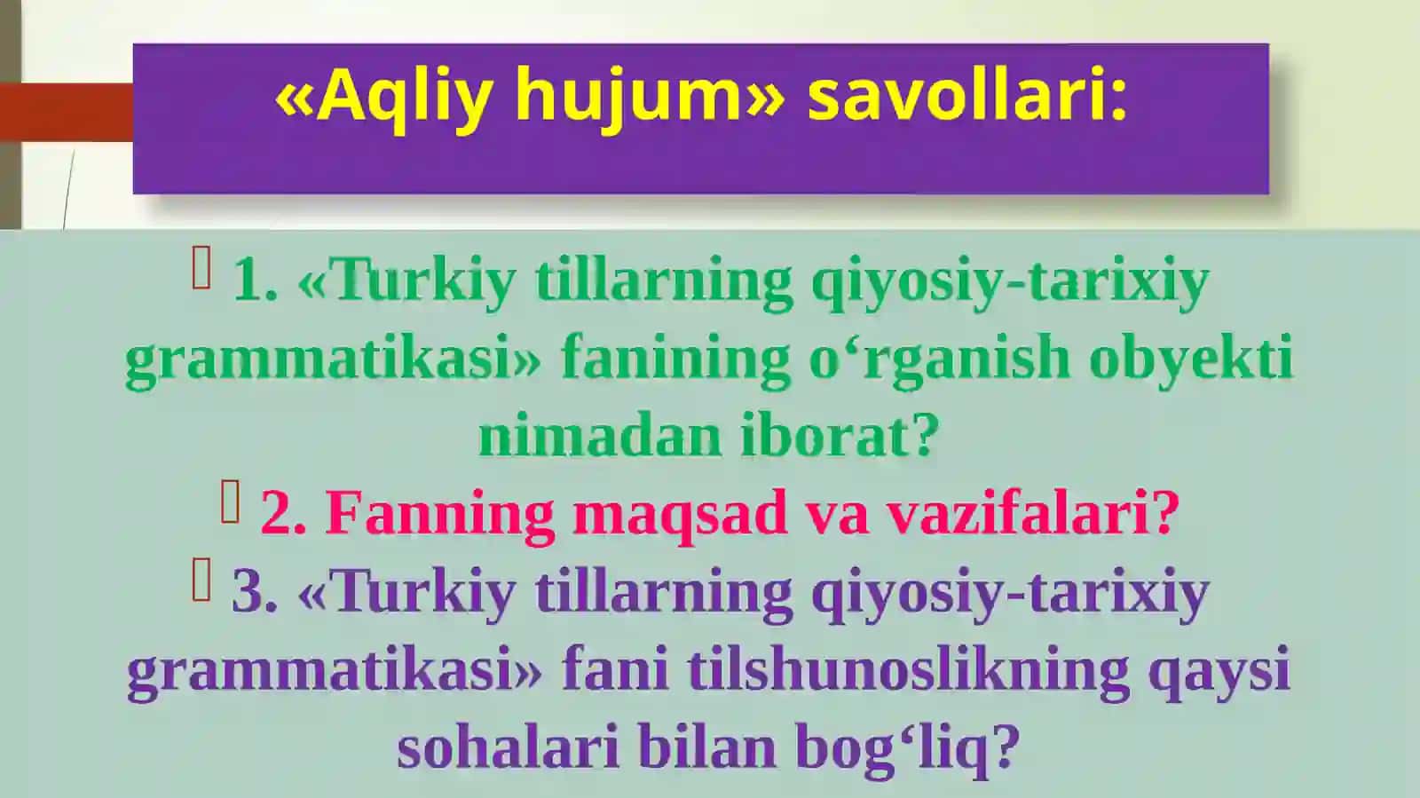 Turkiy tillarning umumiy tavsifi. Oltoy tillar oilasi 4