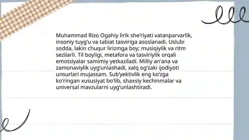 Muhammad Rizo Ogahiy va uning lirikasi 4