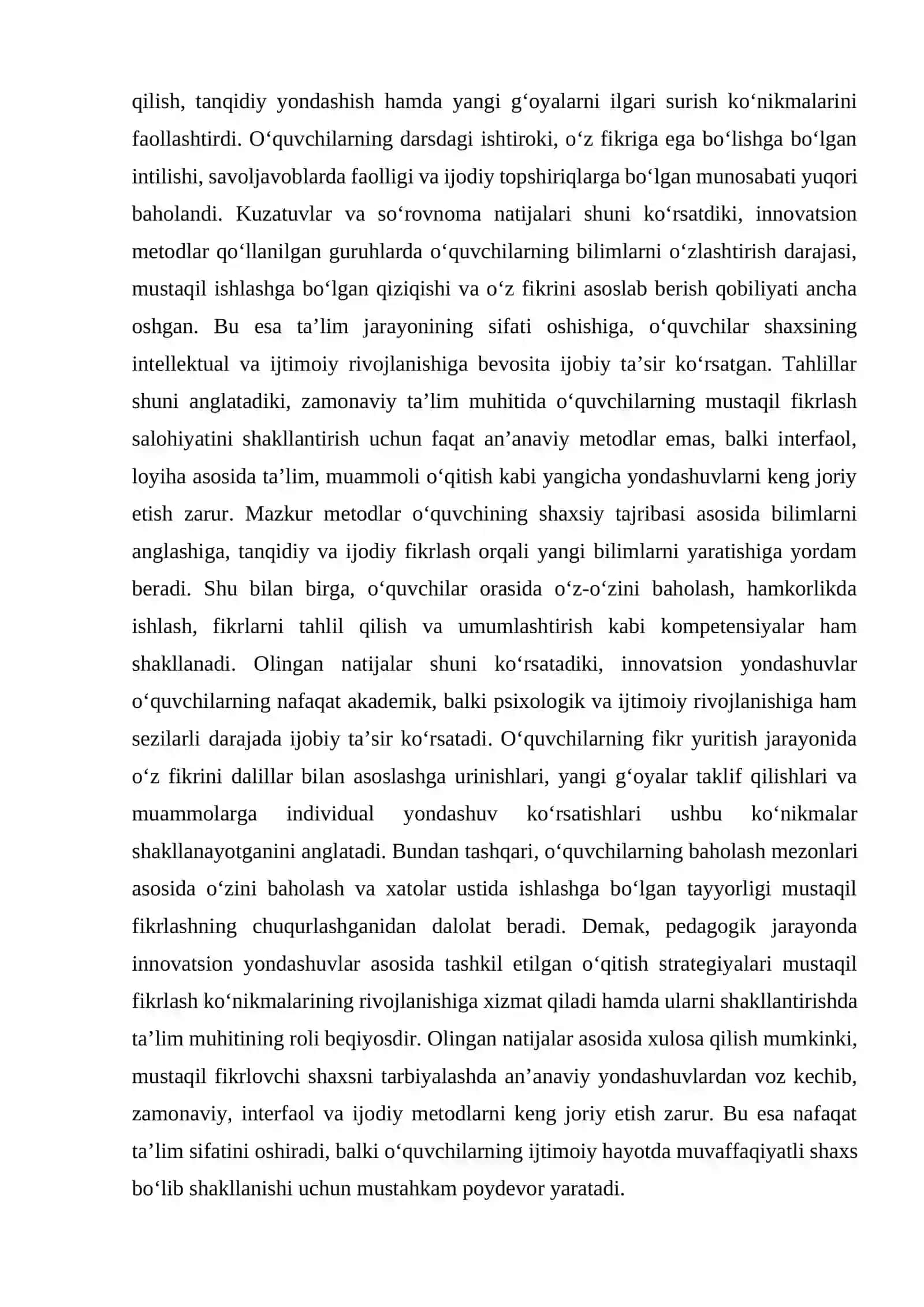 O‘quvchilarda mustaqil fikrlash ko‘nikmalarini rivojlantirishda zamonaviy pedagogik yondashuvlar 4