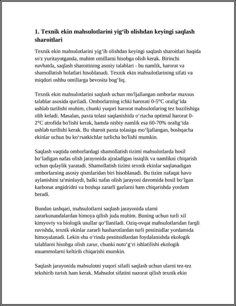 Texnik ekin mahsulotlarini saqlash sharoitlari 4