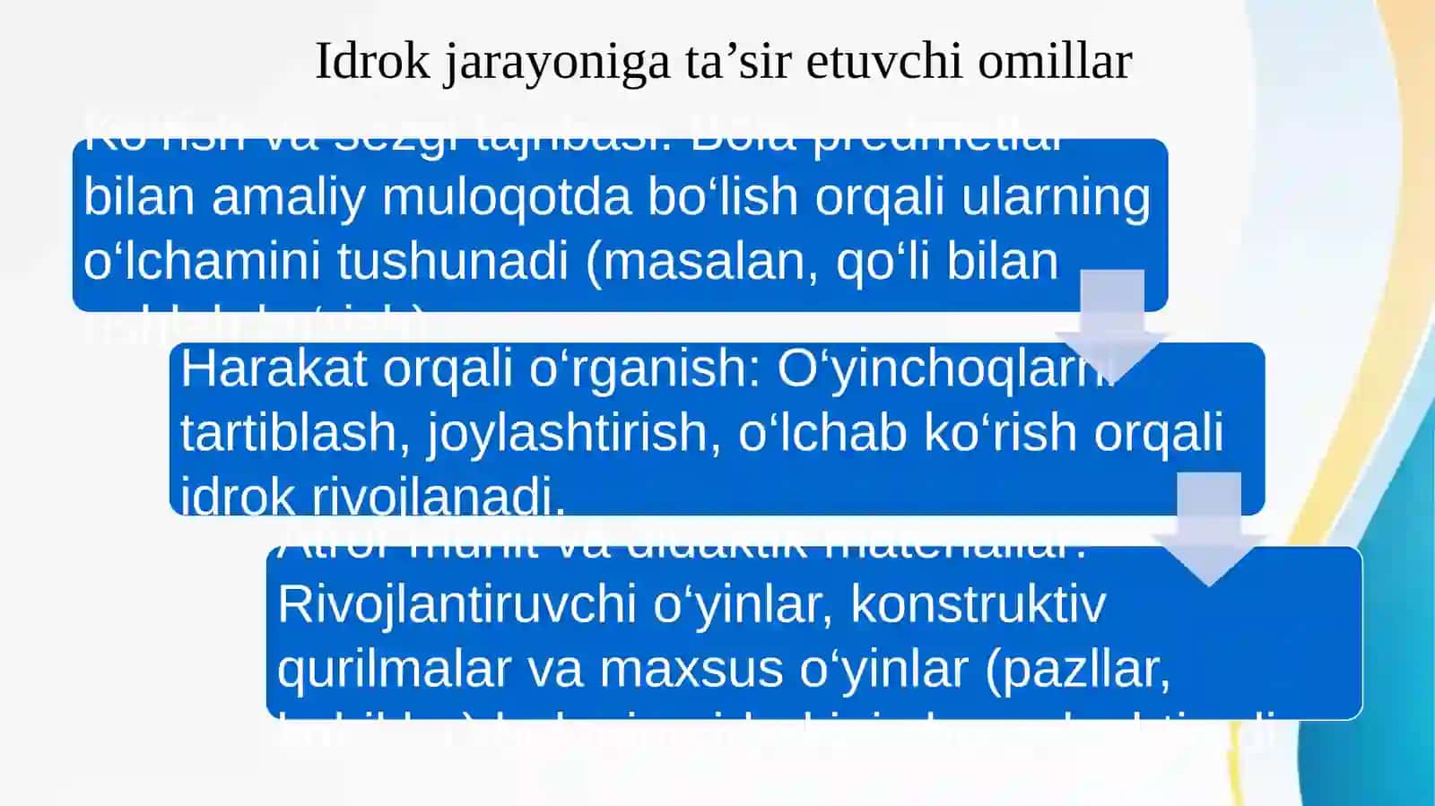 Maktabgacha yoshda bolalarda predmetlarning o’lchamni idrok qilishning o’ziga xos xususiyatlari 4
