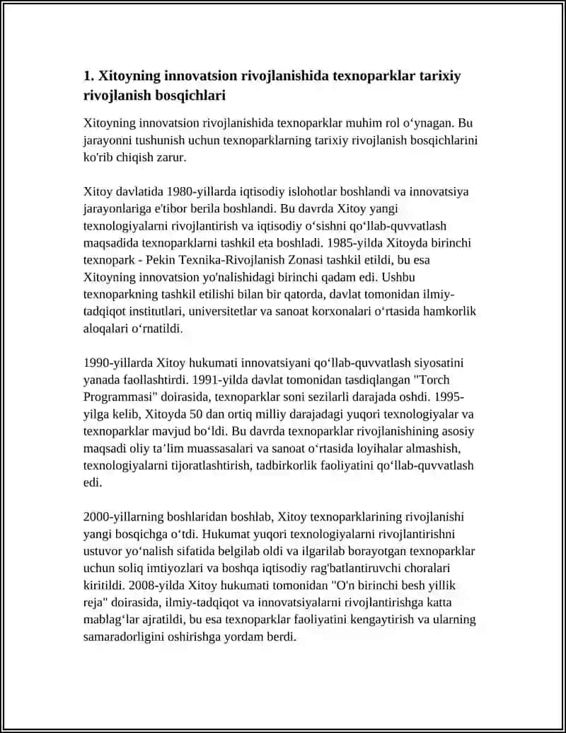 XITOYNING INNOVATSION RIVOJLANISHIDA TEXNOPARKLAR VA DAVLAT-QOLLAB QUVVATLASH TIZIMINING O’RNI 4