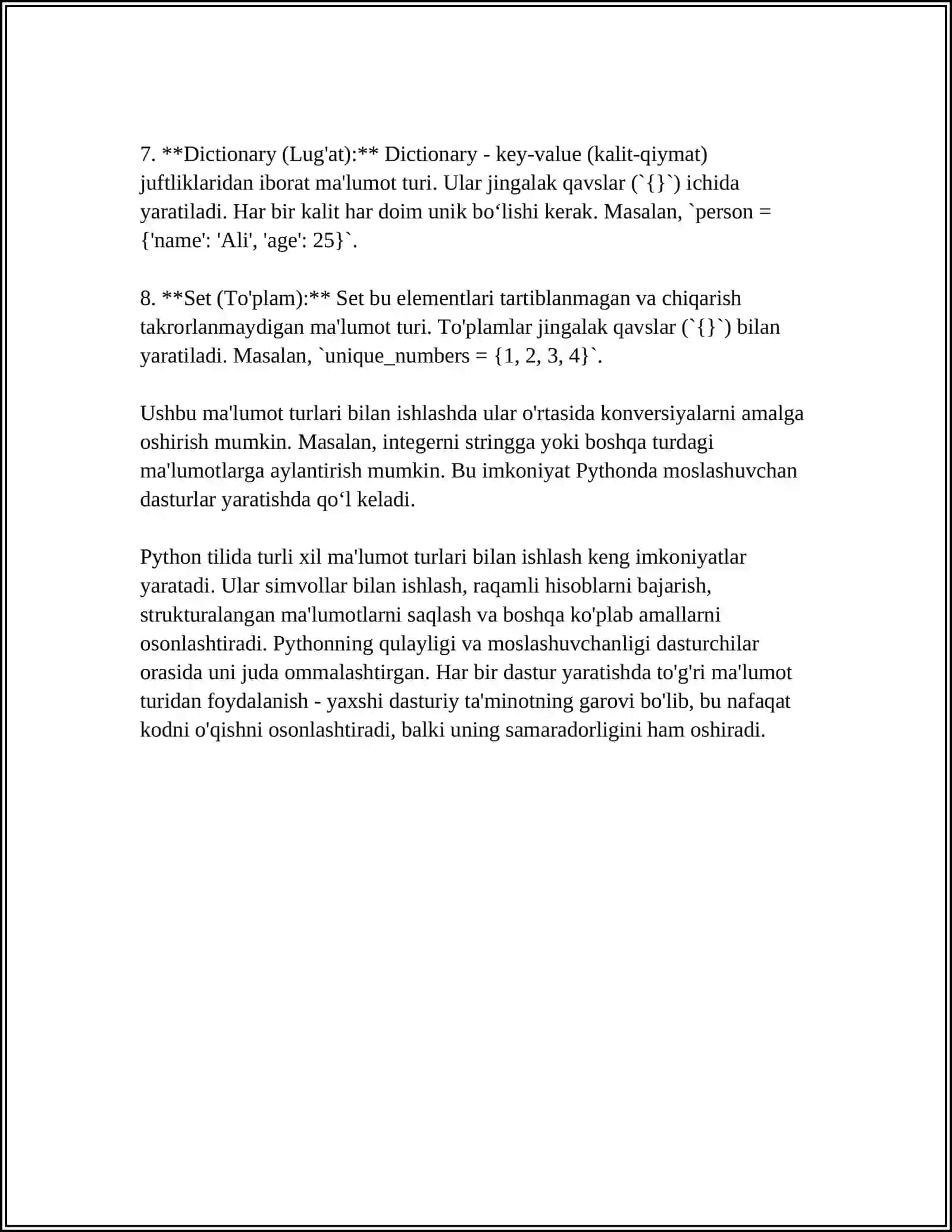 PYTHON TILIDA IZOHLAR BILAN ISHLASH 4