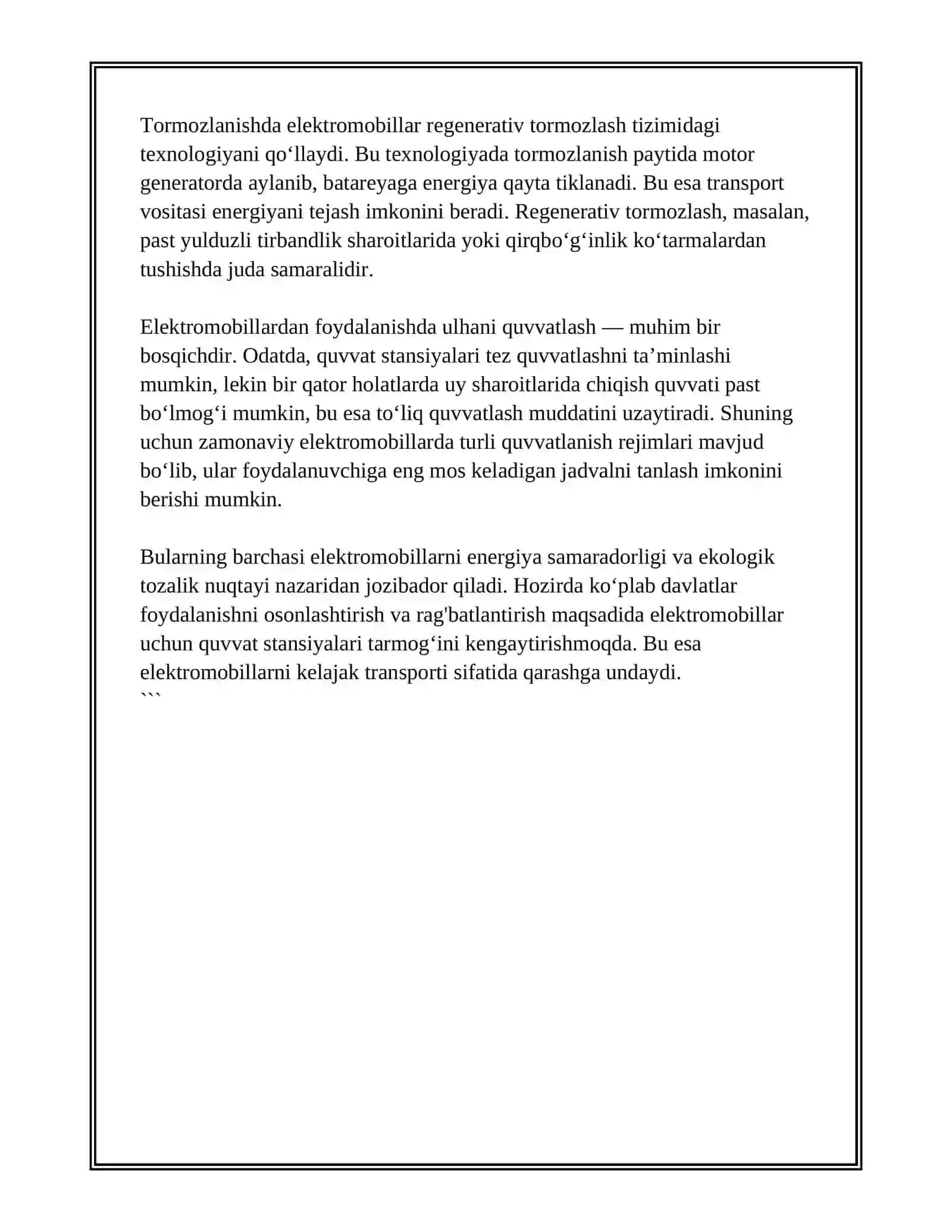 ELEKTROKARLAR VA AVTOKARLAR: Elektromobillar ishlash printsiplari 4