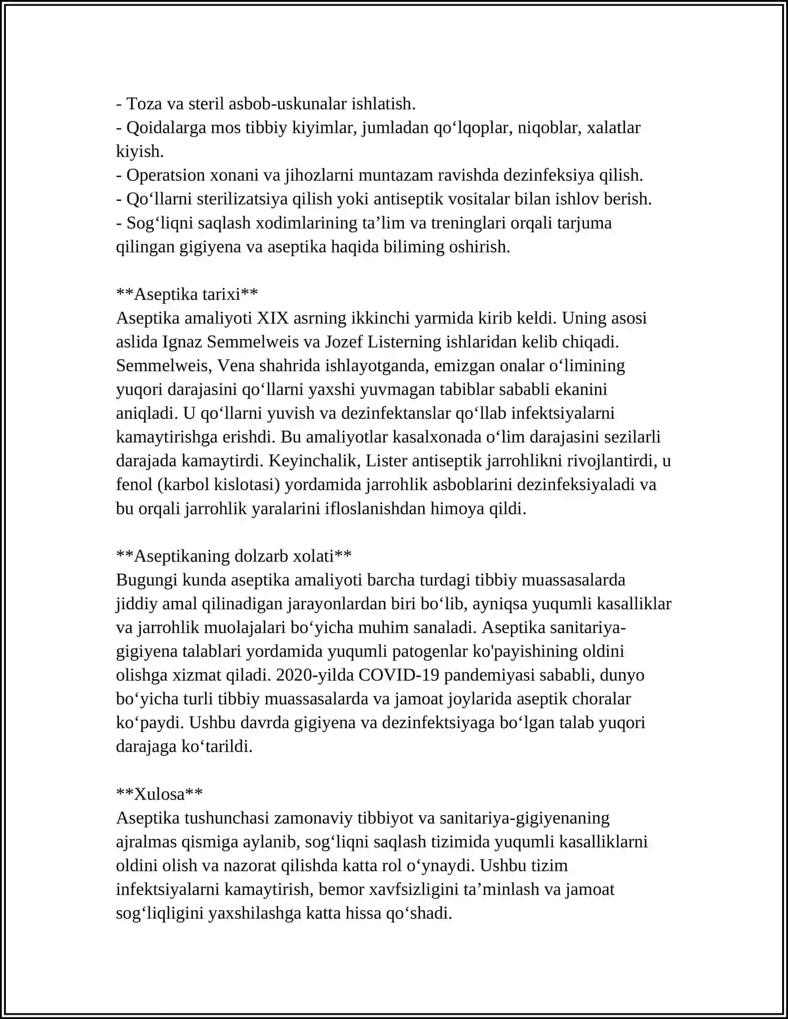 ASSEPTIKA VA ANTISEPTIKA TUSHUNCHASI 4