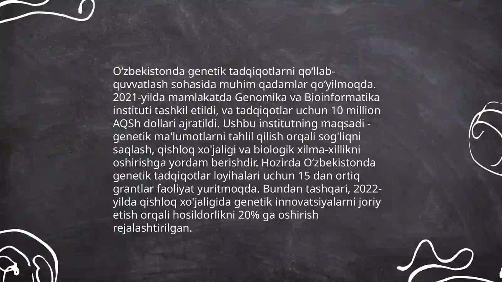 Òzbekistonda genetik tadqiqotlarning yo'lga qo‘yilishi 4