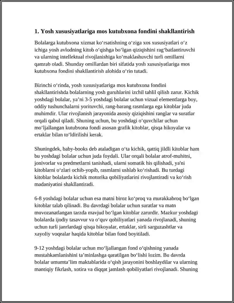 Bolalarga Kutubxona Xizmat Ko'rsatishning O‘zigа Xos Xususiyatlari 4