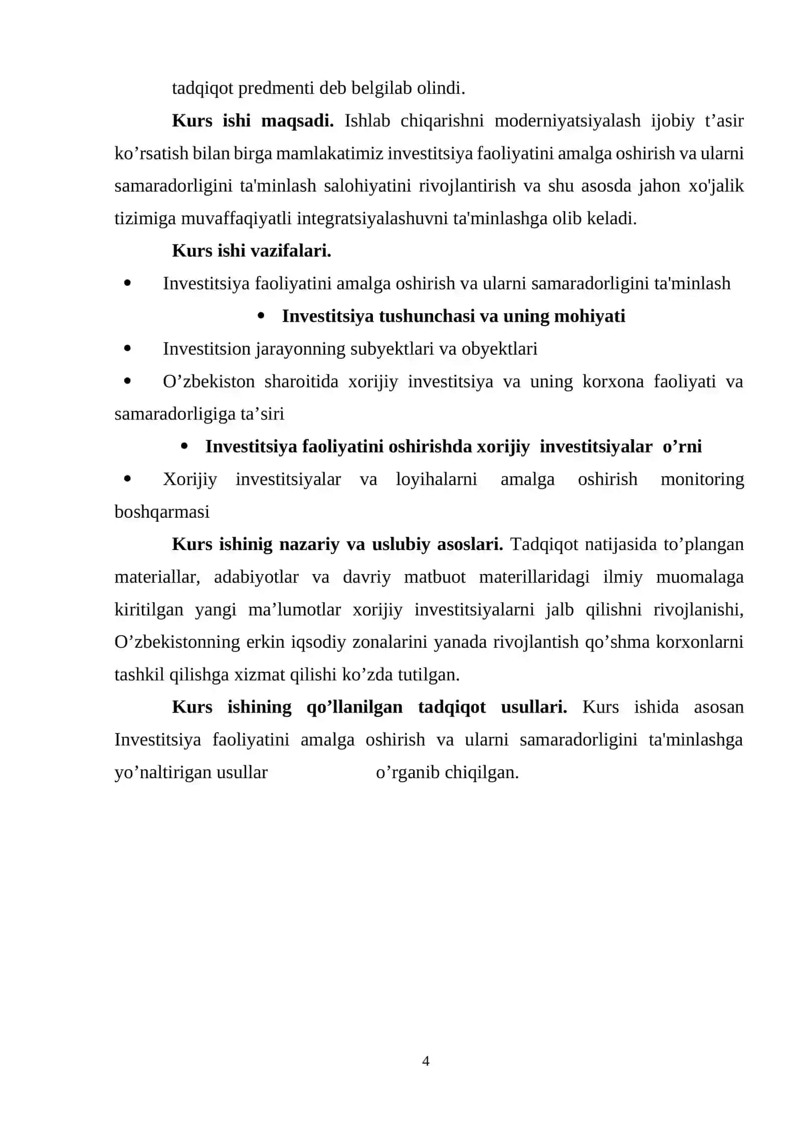 Investitsiya faoliyatini amalga oshirish va ularni samaradorligini ta`minlash yo‘llari 4