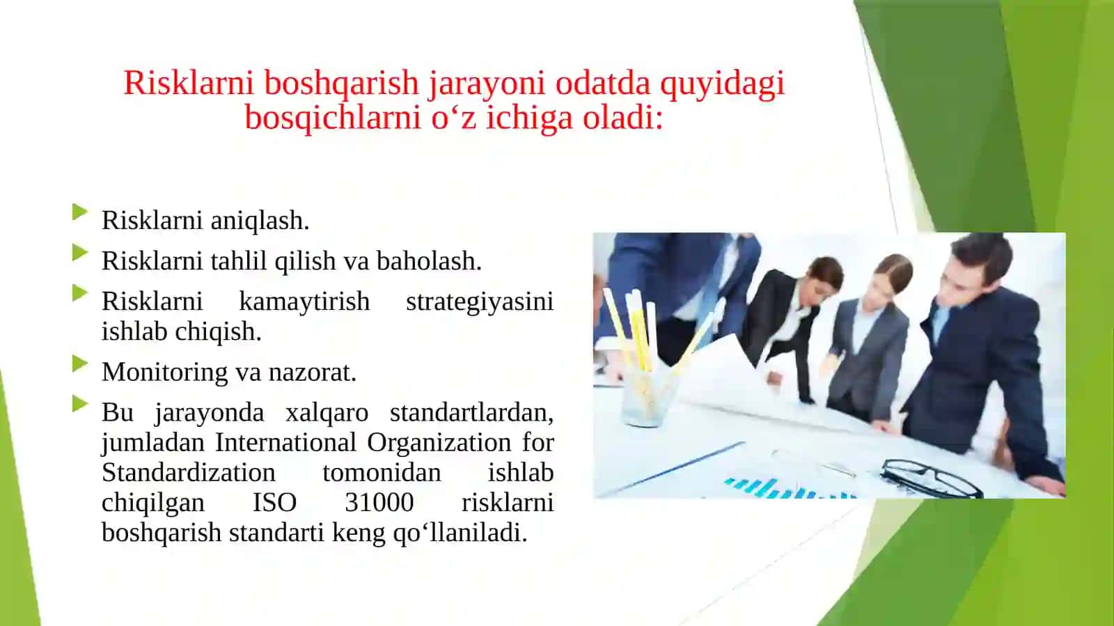 RISKLARNI BOSHQARISH VA BIZNESNING UZLUKSIZLIGI.KORPORATIV IJTIMOIY MAS'ULIYAT VA BARQARORLIK 4