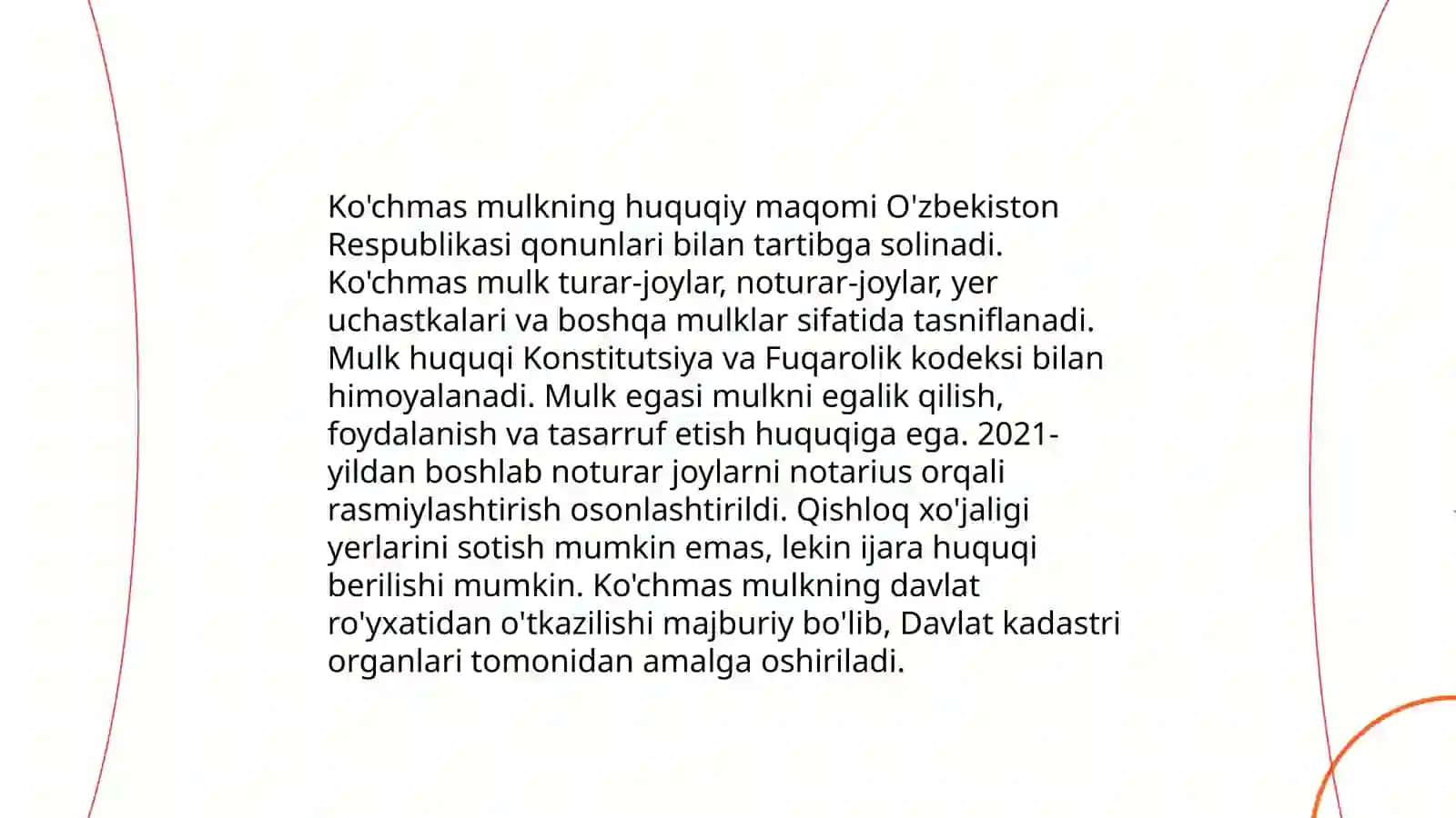 Ko'chmas mulk obyektlarining asosiy belgilari va mohiyati 4
