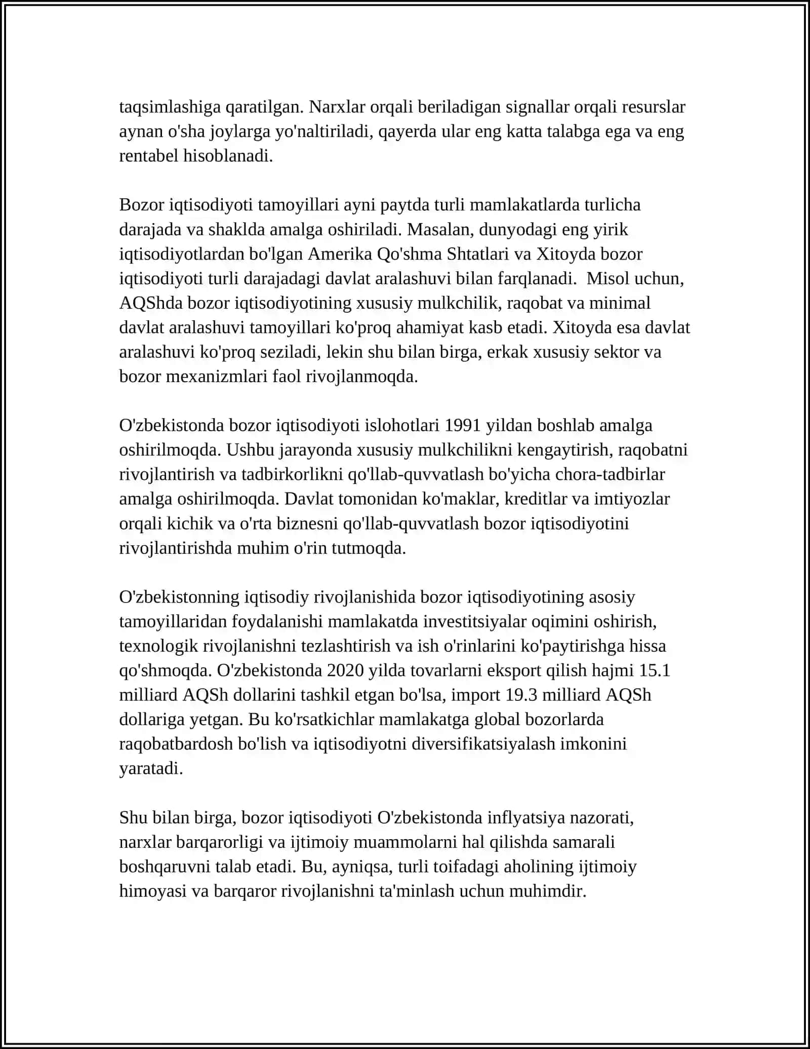 BOZOR IQTISODIYOTI VA UNING NARXLARI 4