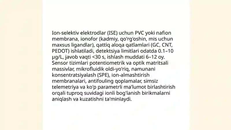 Tuproq suvning ionli bog'lanish birikmalarni aniqlash 4