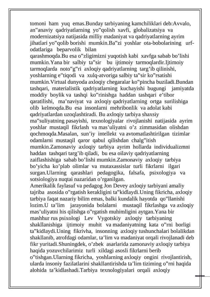 ZAMONAVIY AXLOQIY TARBIYANING YUTUQ VA KAMCHILIKLARI 4