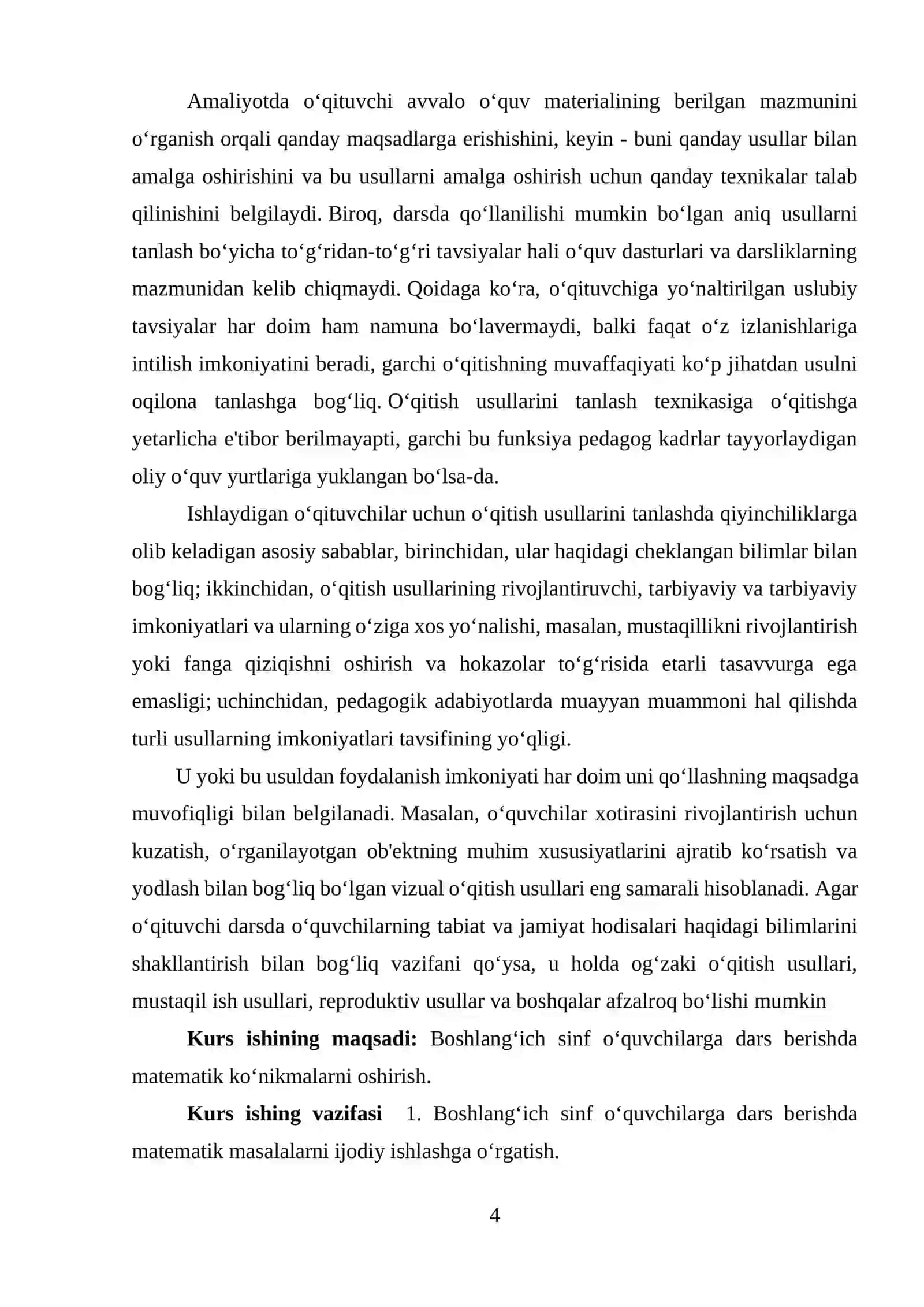 BOSHLANG‘ICH SINFLARDA MATEMATIKADAN O‘QUVCHILARNING IJODIY ISHLASHGA O‘RGATISH METODIKASI(1-sinf misolida) 4