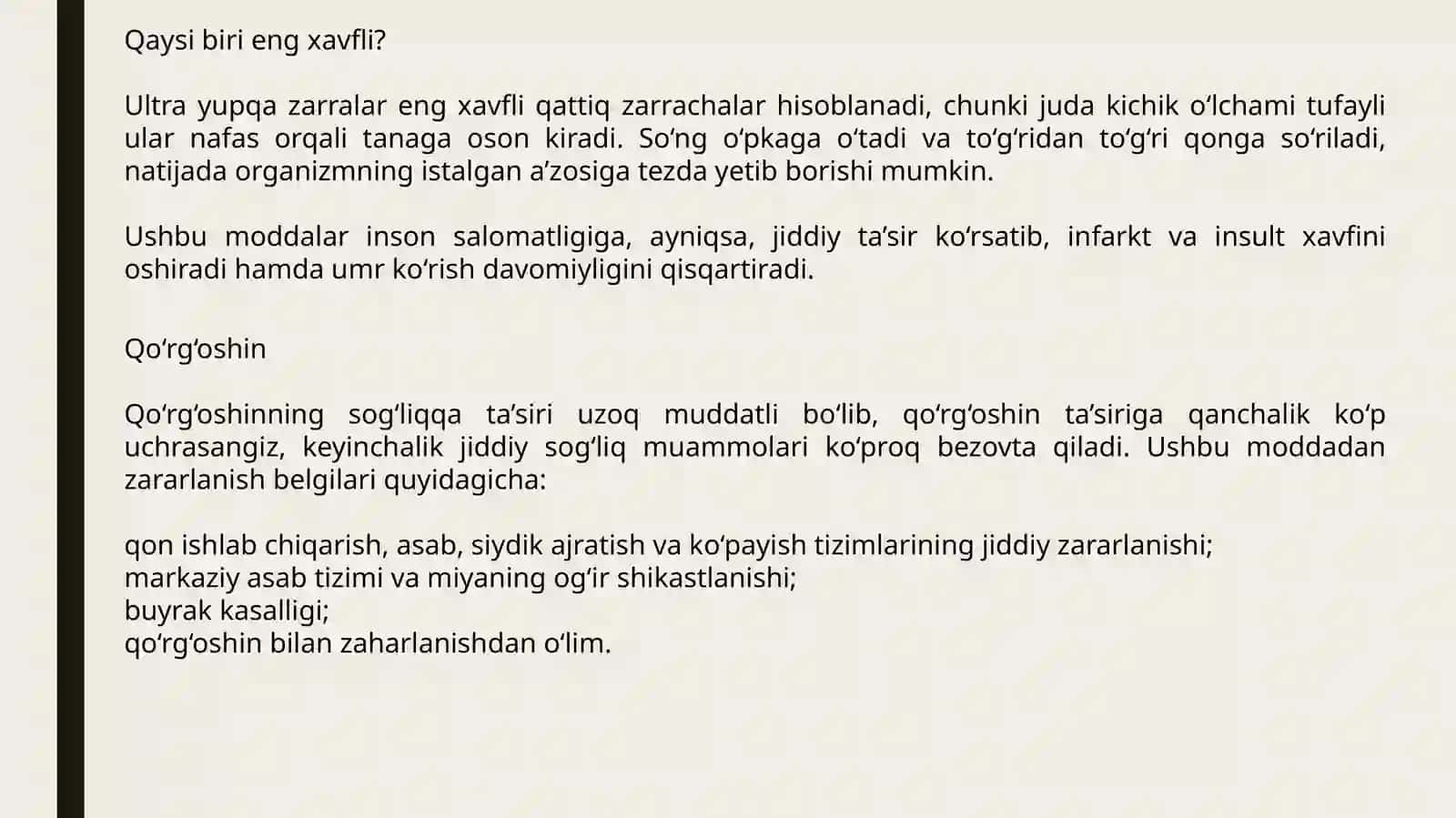 Davolashishi2423-guruhtalabasi Mahmudova Farizaxonning “Gigiena, harbiy gigiena, tibbiy ekologiya” fanidan tayyorlagan mustaqil ishi 4