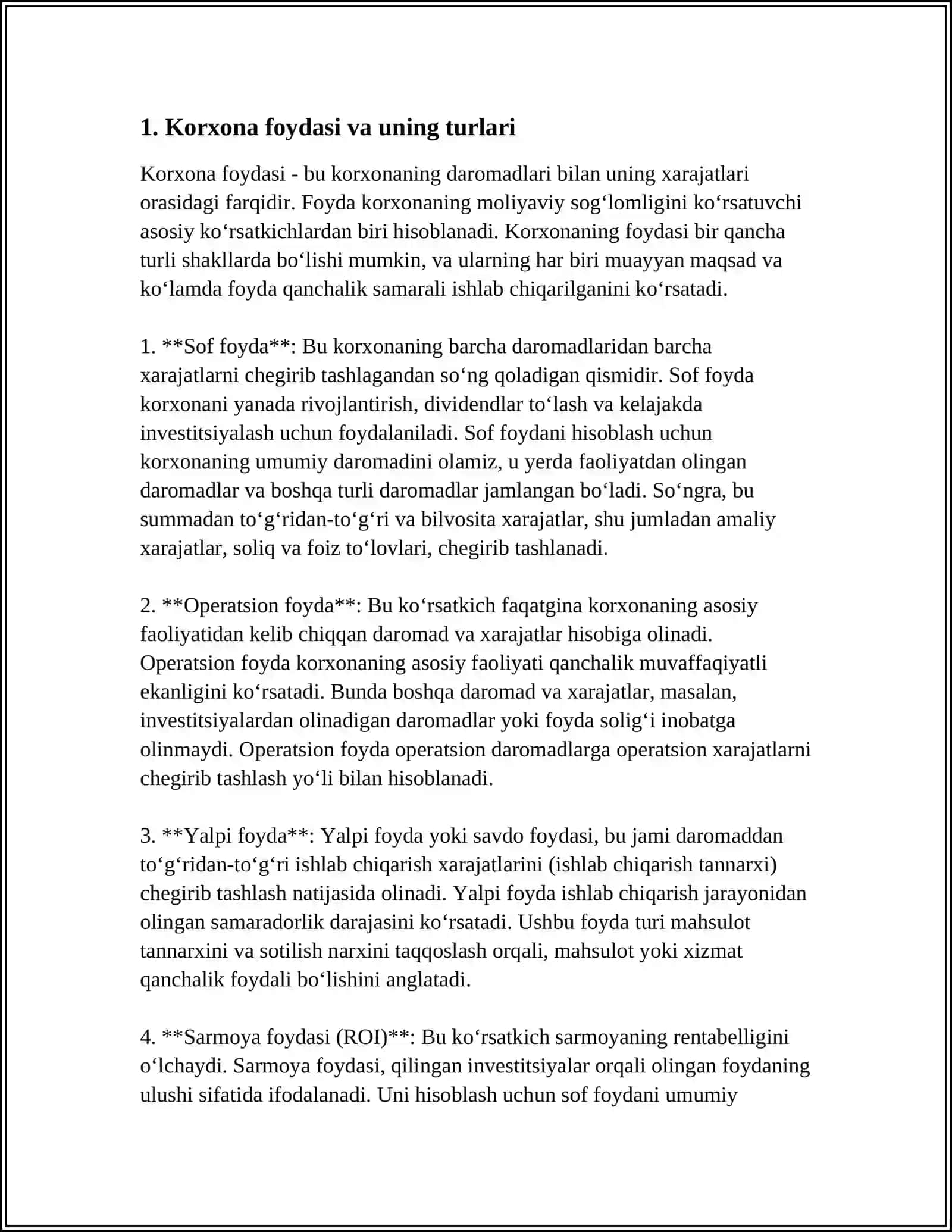 KORXONA FOYDASINING TAQSIMLANISHI VA SARFLANISHI 4