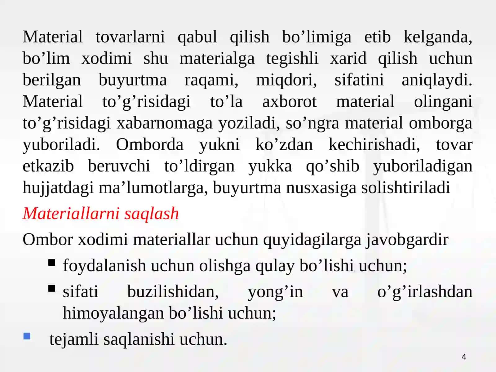 MATERIAL XARAJATLARINING HISOBI 4