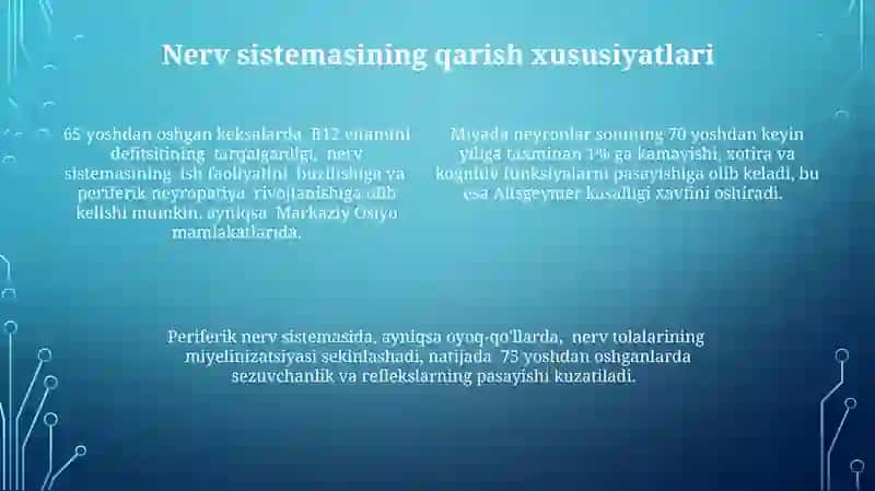 Keksa bemor. Keksa organizmning fiziologik xususiyatlari 4