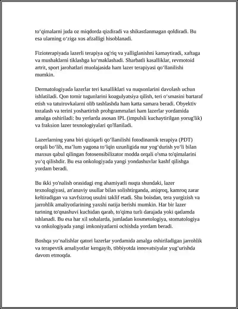 LAZERNING TIBBIYOTDA QOʻLLANILISHI 4