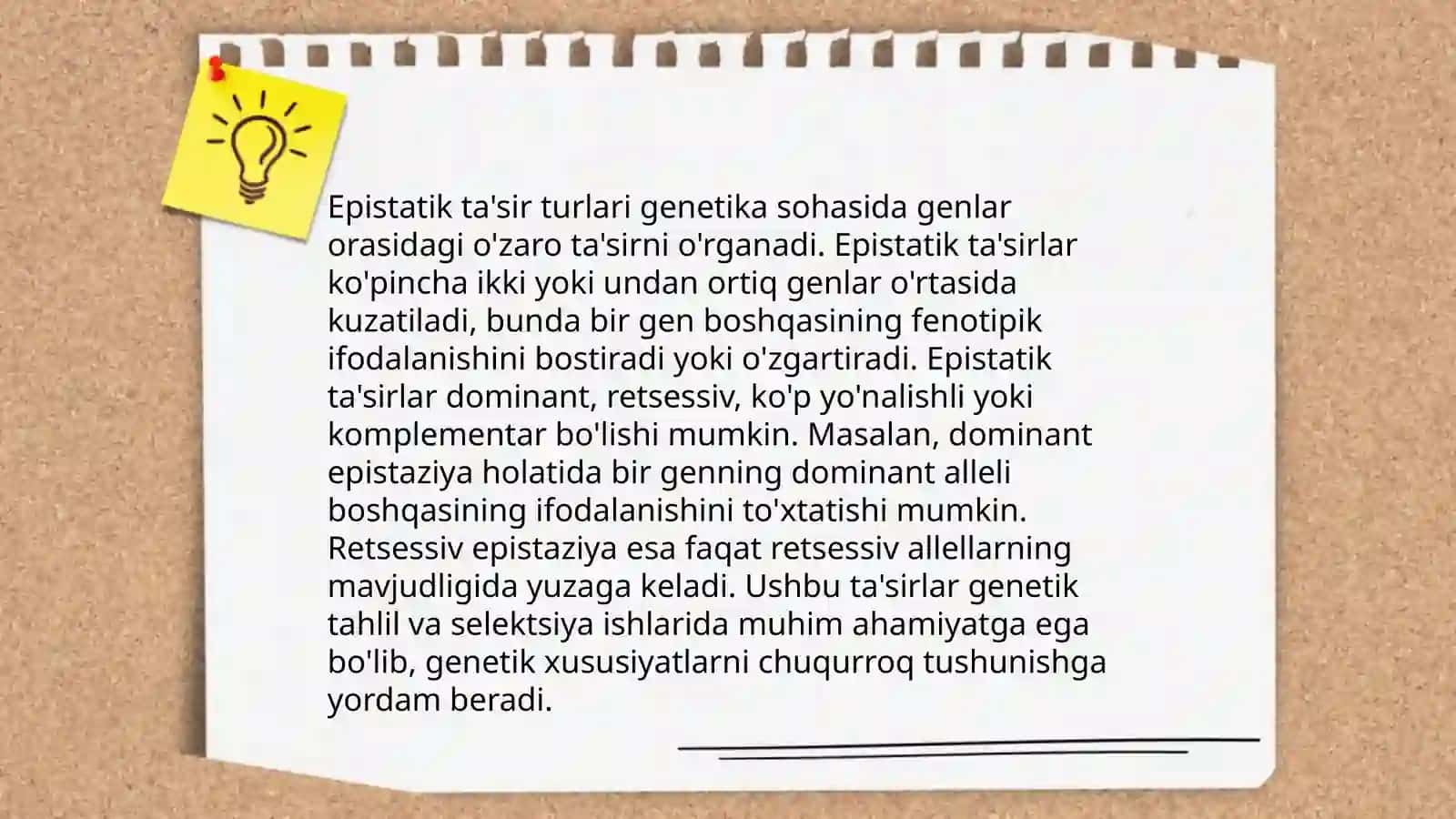Allel boʻlmagan genlar oʻzaro tasirida epistatik tipda belgilarni irsiylanishi 4